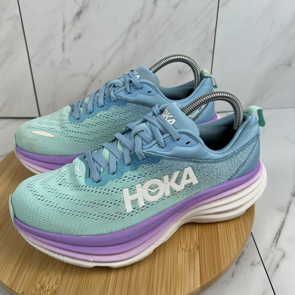 Hoka One Bondi 8 Womens Size 8 D WIDE Airy Blue Ocean Running Shoe 1127954 ABSO - Picture 3 of 13